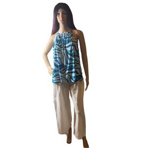 White Boho Wide-Leg Pants with Pockets – Size XL – Very Good Condition